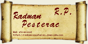 Radman Pešterac vizit kartica